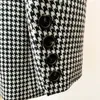 Lã feminina High Quanlity estro Vogue Nice Designer Casacos Slim Ajuste Double Blend Houndstooth Tweed Coat