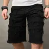 Jeans da uomo Summer streetwear uomini strappati giunture slim fit shorts shorts eleganti maschio solido jeans casual jeans pantaloni a cinque punti