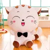 Kawaii big face chat peluche toys mignons en peluche animaux à nœud papillon