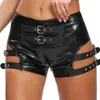 Women's Shorts Women Sexy Low Waist Pant Black Artificial Leather Casual Faux Night Clubwear Pole Dance Costume