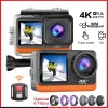 カメラ2 "タッチIPSデュアルスクリーンアクションカメラ4K60FPS 24MP WIFI 170D EISオプションフィルター1080p WebCam Go Sport Pro水中30mカム