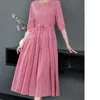 Abiti da festa estate chic solid color cotone abito da donna elegante vestidos de fista a maniche lunghe veste femme o collo abbigliamento da donna