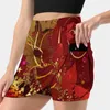 Faldas Herbst Women's Skirt Mini A Línea con Hide Pocket Stillben Blaetter Sterne Ranken Rot Dunkelrot Rottoene