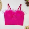 Women Camisole Strauß Feather Fashion sexy Rückenfreie Top Bustier Bra Night Club Party Tanktops Y478 240421