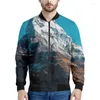 Vestes masculines mode 3d veste de montagne imprimée hommes hommes naturels sweat surdimensionné surdimension