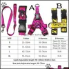 Dog Collars Leashes Dog Harness With Leash And Collar Set Designer Collars Leashes Escape Proof Adjustable No Pl Pet Vest For Outdoo Dhtbi