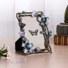 Frame Vintage Metal Photo Frame Color Relief Handmade Artificial Flower Square Hollow Out Picture Frames Photo Storage Furnishings