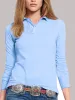 Koszule Nowe krótkie rękawowe damskie guziki na guziki Polo 100% bawełniane damskie damskie lapy T -koszul