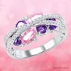 Pierścionki ślubne Świecę Purple Amethyst Różowa cyrkonia pierścionki moissanitowe dla kobiet ślub ślubny pierścionek zaręczynowy luksusowa biżuteria Anillos misze