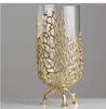 مزهريات الذهب جوفاء الشعاب المرجانية الشفافة الزجاجية الزجاج المعدني غرفة المعيشة غرفة المعيش