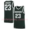 23 Green Michigan 2023-24 State Spartans Basketball Stiched Jerseys 25 Hall 1 Brooks 5 Holloman 43 Whitens 14 Smith 11 Hoggard 20 Sanders Men de douane