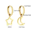 Boucles d'oreilles luxusteel simple charme géométrique suspendu boucles d'oreilles de cerceaux femmes hommes en acier inoxydable Huggies avec coeur étoile lune cross pendentites