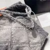 CC 22 Denim Grand boodschappentas Tas Travel Designer Woman Sling Body Meest dure handtas met zilveren ketting Gabriell