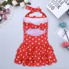 Swimwear Summer Kids Girls Onepiece Adjustable Halter Polka Potka Riched Sweetwsuit Swimswear Bathing Fult Back Robe