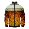 Herenjacks grappig bier 3D geprint voor mannen dames straat lange mouw jas oversized ritsjack persoonlijkheid mannelijke bovenkleding top