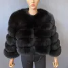 シャツベイジルリアルフォックスファーコート冬の女性ナチュラルウォームファッションガール