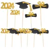 Suministros de fiesta 12 PCS Portas de graduación Toppers Cupcakes 2024 Cupcake Felicidades Decoración de cumpleaños de graduación