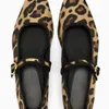 ZA Autunno One Line Cnocchia Super Move Leopard Pattern Testa quadrata Scarpe poco profonde Scarpe da donna europea e americana 240412