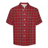 Men's Casual Shirts Red Plaid Beach Shirt Vintage Check Hawaii Male Funny Blouses Short Sleeve Pattern Clothing Plus Size