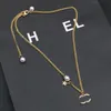 Luxury Designer Märke Double Letter Pendant Eloy Neckor Choker Chain 18K Gold Plated Crystal Rhinestone Necklace For Women Wedding Jewerlry Accessories