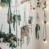 装飾的な置物コットン手作りの植木鉢ネットバッグホームヴィンテージ装飾植物壁吊りバスケットハンガーリビングルームショップ