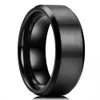 Anillos de boda Fashion Mens de 8 mm Grove Groove Edge biselado Tungsteno Anillo de fibra de carbono de boda Anillo de acero inoxidable para hombres para hombres