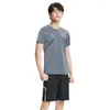 Suisses de survêtement masculines Suisse à séchage rapide Time en deux pièces Summer Tiptifiée décontractée Set O-Neck T-shirt à manches courtes Short élastique à la taille élastique Shorts pour fitness