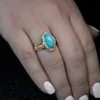 Anéis de casamento elegantes anéis de pedra azul ova
