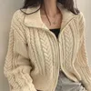 Women's Knits EVNISI Autumn Women Slim Sweater Cashmere Cardigan Zipper Casual Solid Knitting Chic For Coat