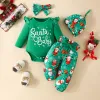 Set Mababy 018m Christmas Neutdler neonati neonati bambine vestiti set a maniche lunghe pannelli pantaloni di Natale outfit d05