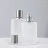 Bouteilles de rangement 30 ml / 50 ml carrés de parfum de verre givré carré de grande capacité Dispensateur cosmétique vide en métal Pompe Pompe Spray