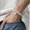 Strand Fashion Tiger Auge Perlen Armband Frauen Männer 8 mm runde Naturstein Amethysts Lapis Lazuli Perlen Anhänger Armbrakeler Yogaschmuck