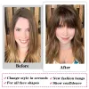 Bangs Brown Human Hair Bangs for Women Clip on French Bangs Hair Extensions for Daily Wear 100% Human Blunt Cut Wispy Bangs Hairpiece