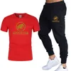 Trainingspakken voor heren in bijpassende Summer Stad Street Smooth Cotton T-Shirt Brand Set Sportswear Fitness Tops Leisure Pant 2pcs Actieve Doek