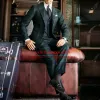 Jackor England Business Suits For Men Slim Fit Green Plaid Check 3 Pieces Set Jacket Vest Pants Groom Wear Banket Party Tuxedo Tailore