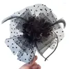 Hårklipp elegant fascinator pannband pillbox hatt för kvinnor cocktail tea party huvudbonfall droppar