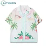 Men's Tracksuits Men Designer Clothes Outfit Hawaiian Shirt & Shorts Luxury 2 Piece Set Mens Holiday Tropical Plant Print Short Sleeve