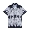 Geometric print short Sleeve Shirt Loose Shorts Suit Tracksuits For men Summer Hawaii Outfits Sets Two Piece Blouse Trousers Set A10