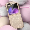 Cell Phone Cases Luxury Plating Bling Glitter Phone Case For Samsung Galaxy Z Flip 5 4 Flip5 Flip4 5G Hard Plastic Shockproof Protective Cover d240424
