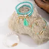 Strand Bohemian Tassel Shell Bransoletka dla kobiet Charm Pearl Green Stone Seahorse ananas AJUSTAble Jewelry 5pcs/Set 26109