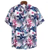 Camisas casuais masculinas Plantas tropicais Camisa havaiana impressa em 3D para homens Mangas curtas de verão tops harajuku street lapeel blusa de botão