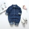 Pieces ienens Baby Rompers Recém-nascidos Roupas Denim OnePieces 018 meses menino menina Menor Suits Crianças Roupas