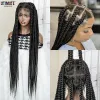 Perruques Full Lace Cornrow Traids Synthétique en dentelle Perruque avant Big Square Notless Box Braids Wig avec Baby Hair Braided Wigs pour femmes noires