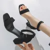 Trendy sandalen dames dikke hakken vierkant teen hoog open teen veelzijdige mode voor de zomer sandaalvrouwen 240228