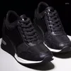 Scarpe casual 2024 Sneaker a cuneo piattaforma mesh piattaforma a colori solidi con cerniera di fondo spesso vulcanizzato per zapatos de mujer da donna