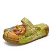 Casual skor beyarne sommar sandaler äkta läder kvinnor tjock hälplattform för tofflor etniska