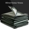 Netten zilveren leger groene regendichte doek hoge dienst geweven tarp waterdichte zeil camping schuilplaats dubbele zijde waterdichte pe tarp