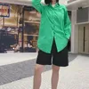 Blouses pour femmes Candy Green Shirt Retro Couleur solide Couleur à manches longues MIDI POUR FEMMES