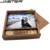 Drijft USB Flash Drives 128GB fotografie Album Wooden Box Pen Drive 64 GB Gratis Logo Memory Stick Wedding Gift 32 GB 16GB 8GB 4GB U DISK