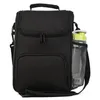 Bag 1 Pcs Thermal Insulated Lunch With Shoulder Strap & Set Crossbody Bucket Solid Small Square (Black)